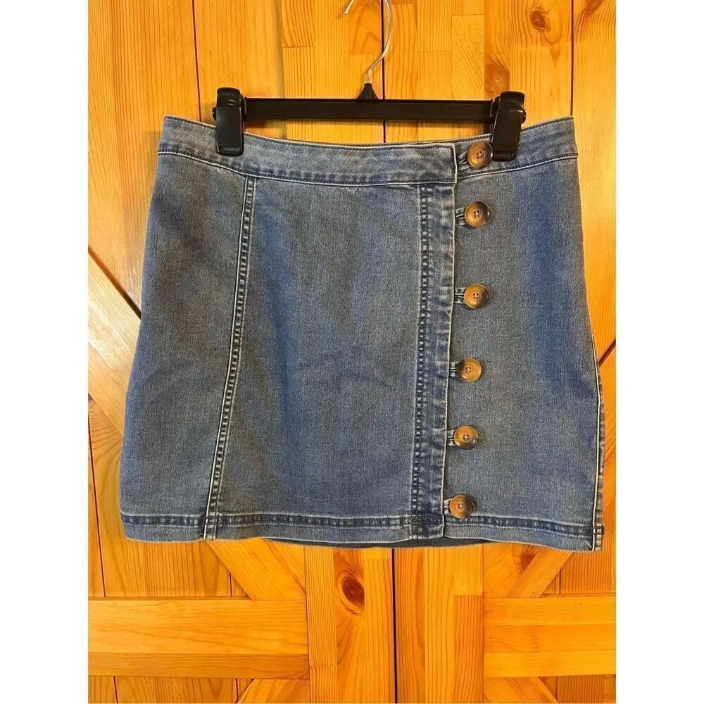 Free People Women Blue Denim Skirt 12 NWT (3594)